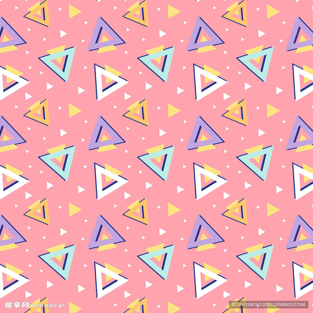粉色背景多彩三角图案