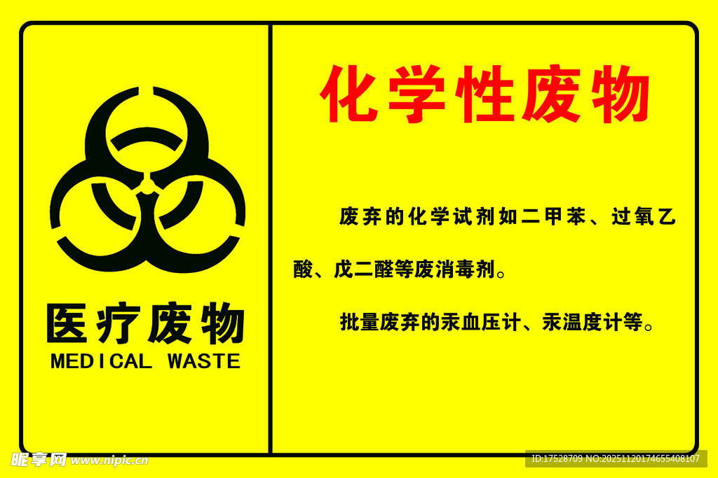 医疗及化学性废物标识牌