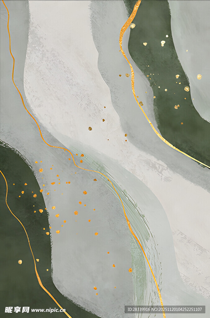 抽象水墨金纹装饰画背景