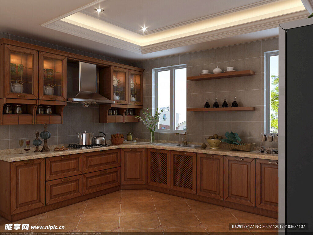 现代风格木质厨房空间