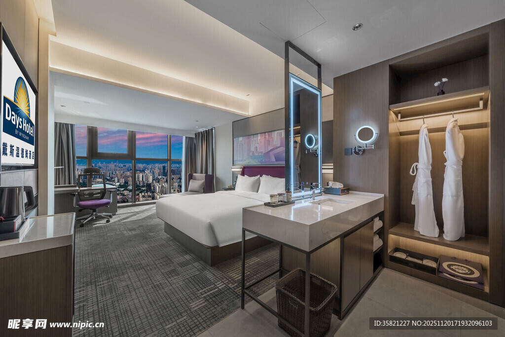 现代豪华酒店客房内景