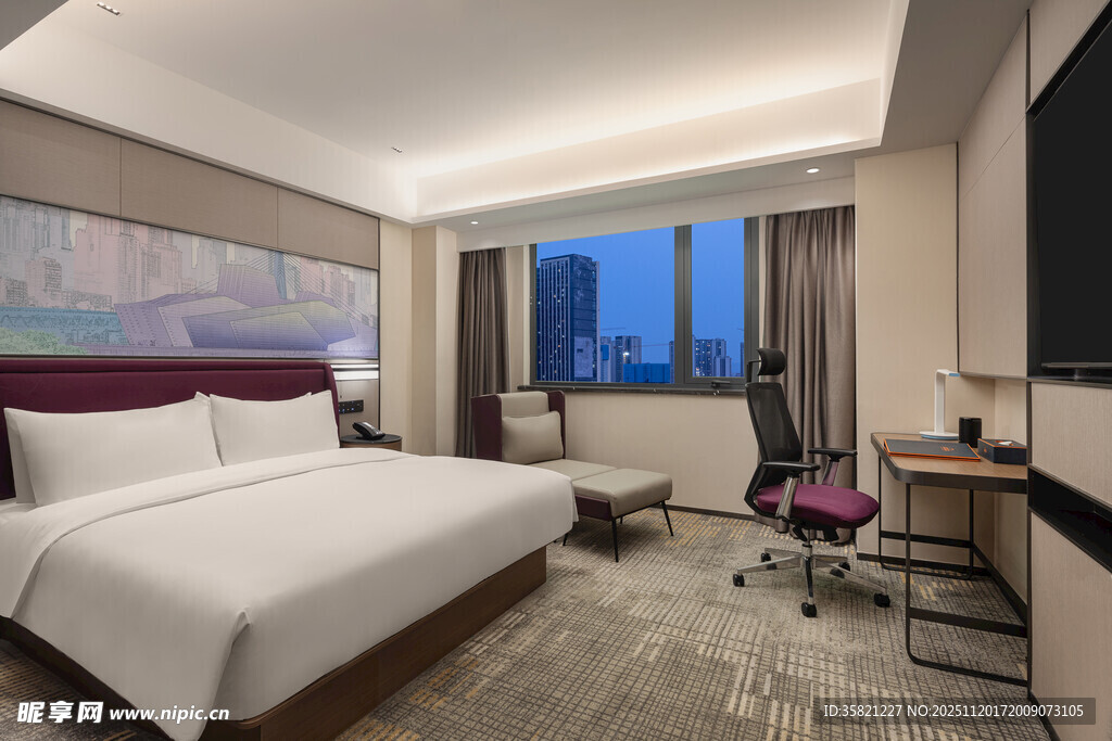 现代豪华酒店客房内景