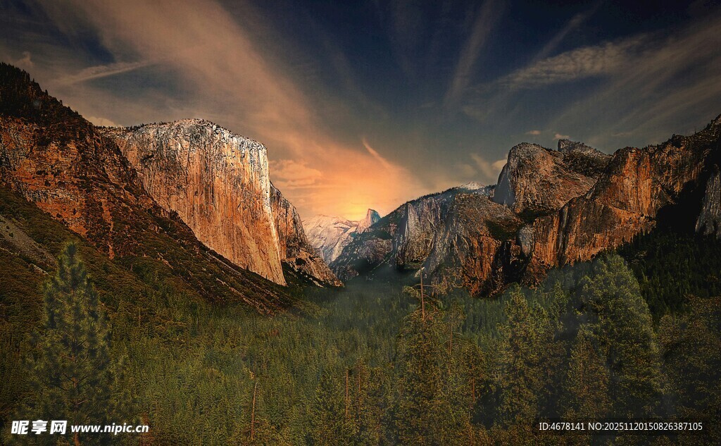山谷壮丽日出景观
