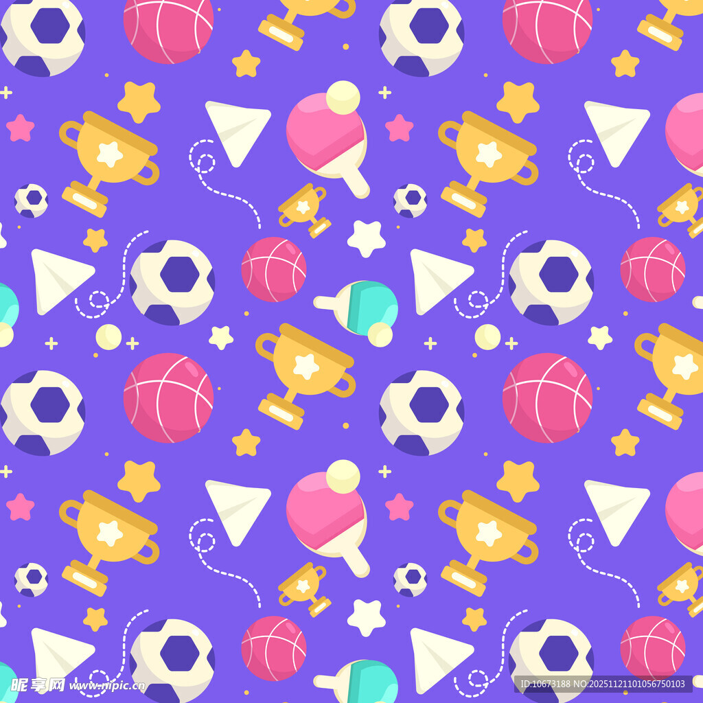 紫色运动元素无缝图案