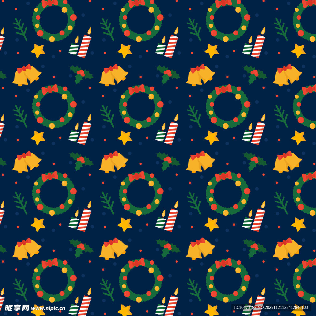 圣诞元素无缝图案背景