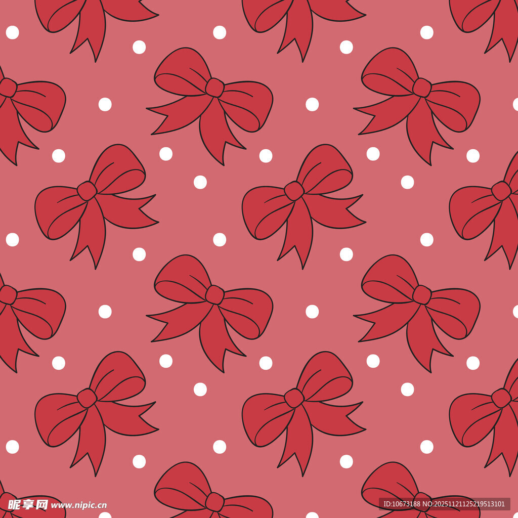 粉色蝴蝶结波点图案背景