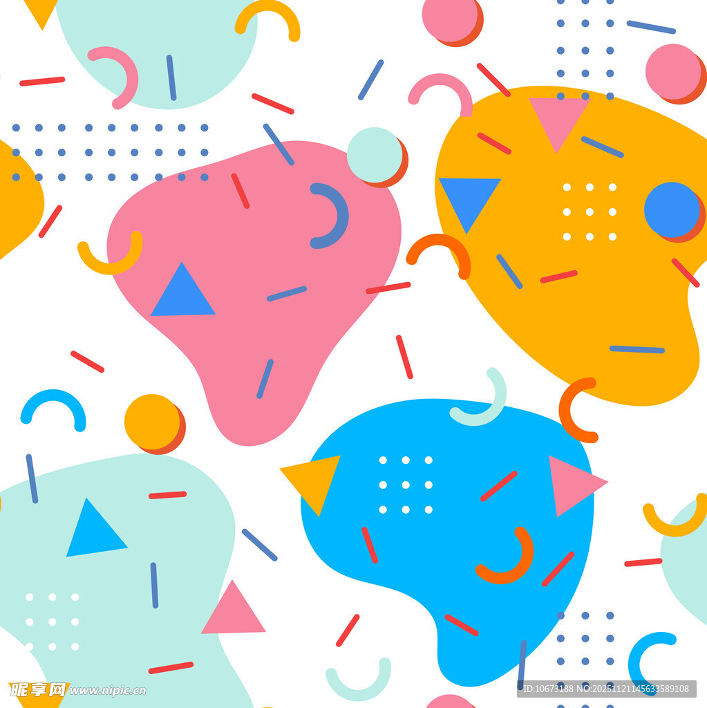 几何图案构成的多彩动物图案