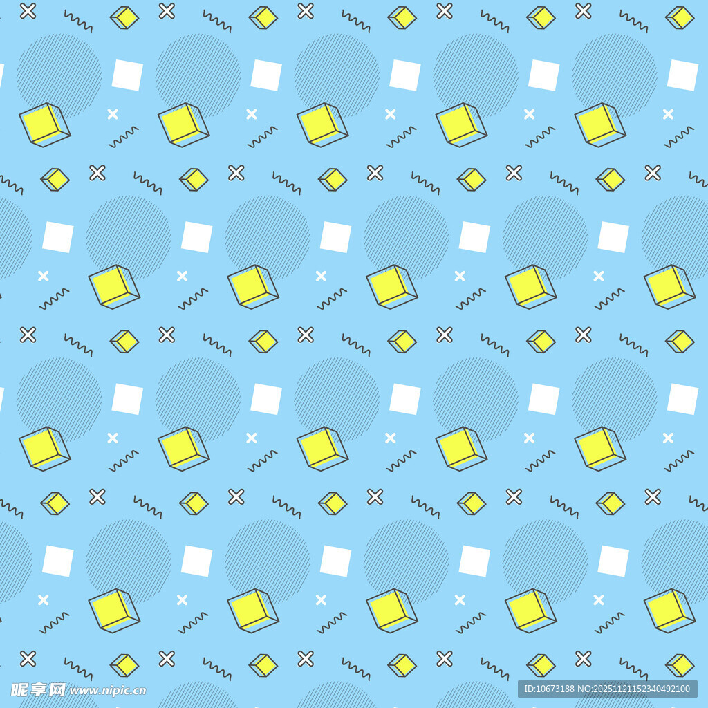 蓝色底几何花朵图案背景