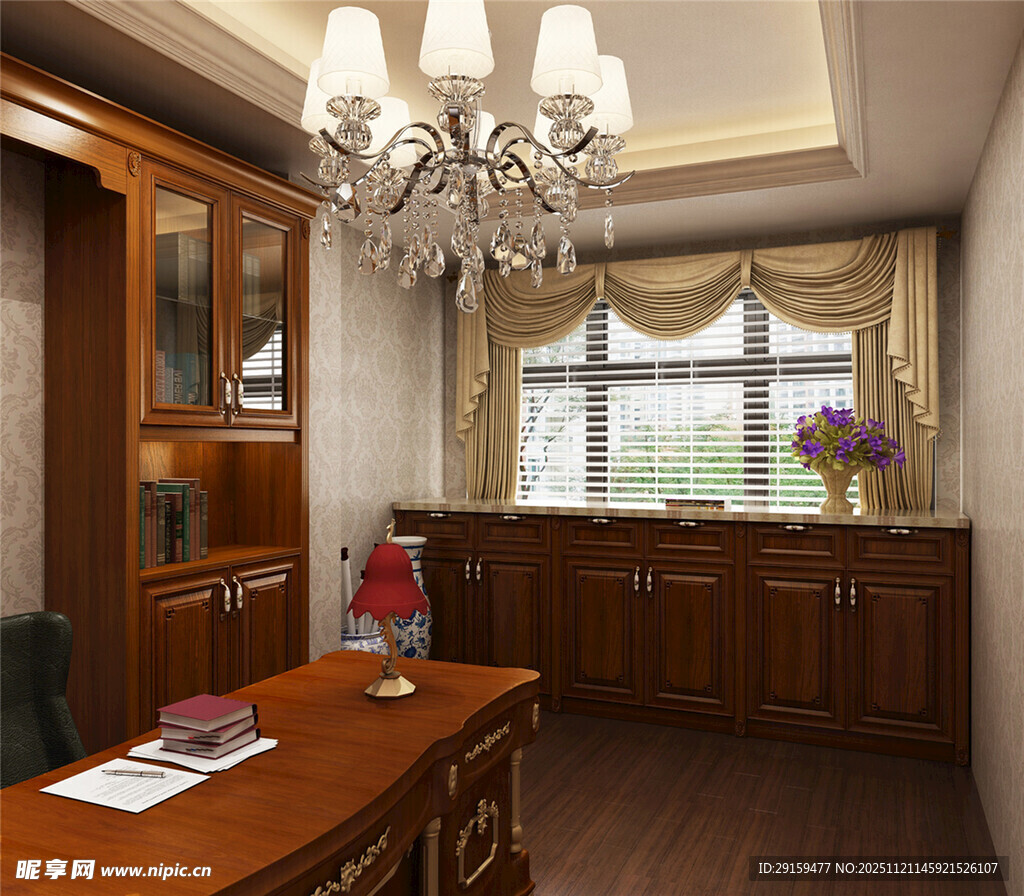 欧式风格书房优雅景致