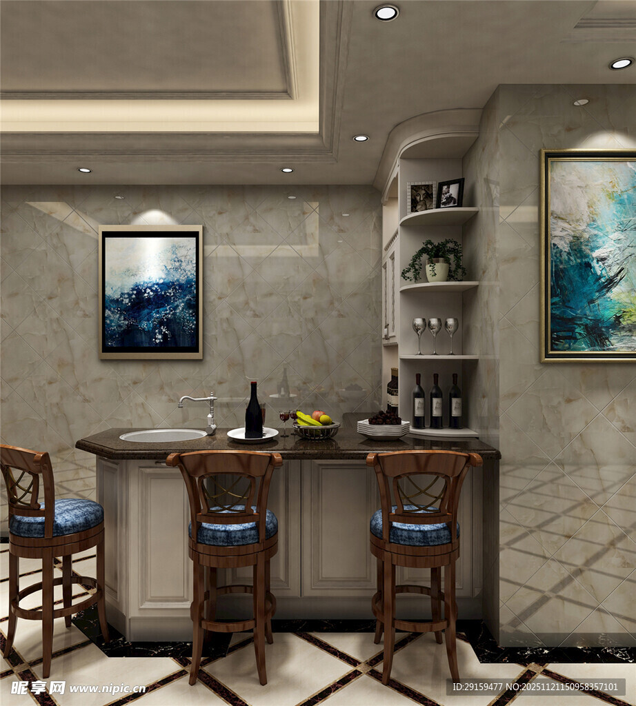 现代风格吧台室内设计场景