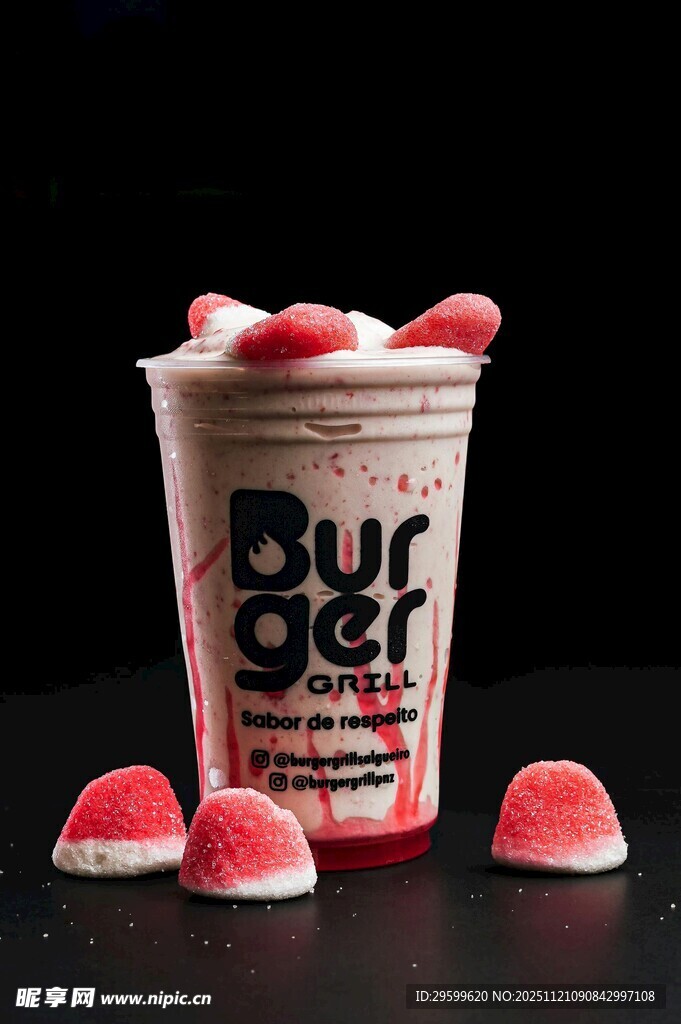 草莓奶昔配糖果