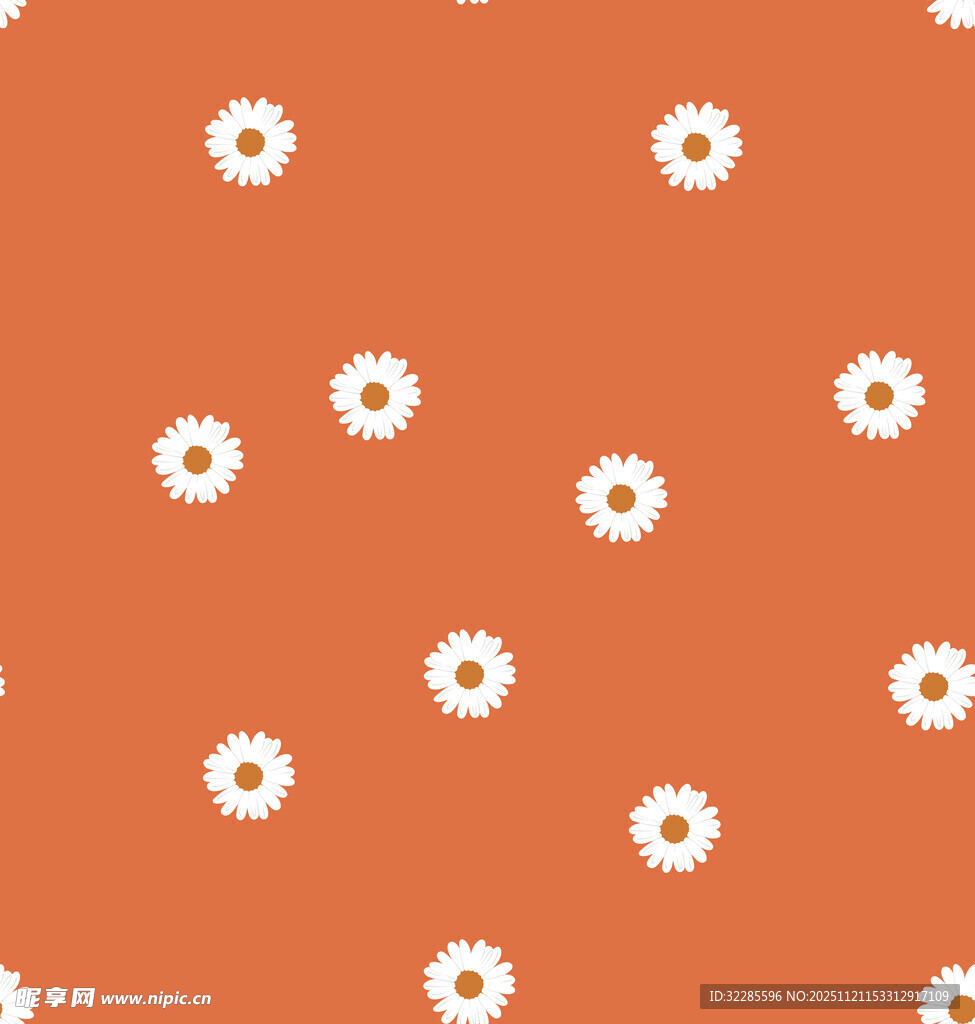 橙色底白色小花图案背景