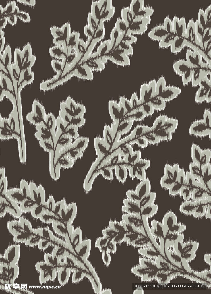 白色叶形图案深色背景纹理