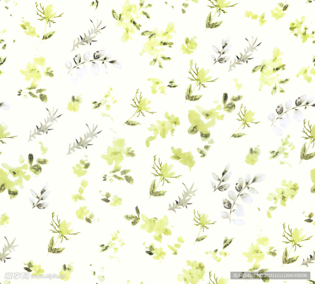 清新淡雅绿叶花卉图案