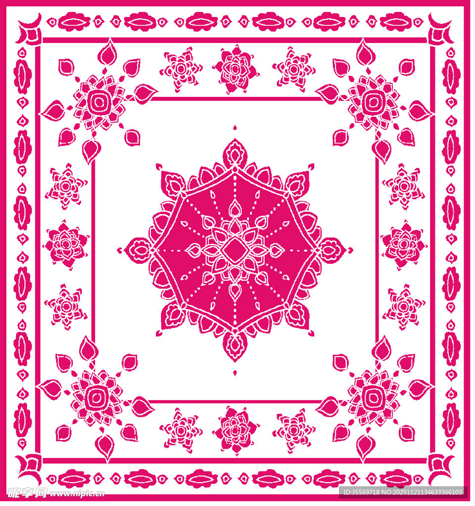 粉色雪花纹传统装饰图案