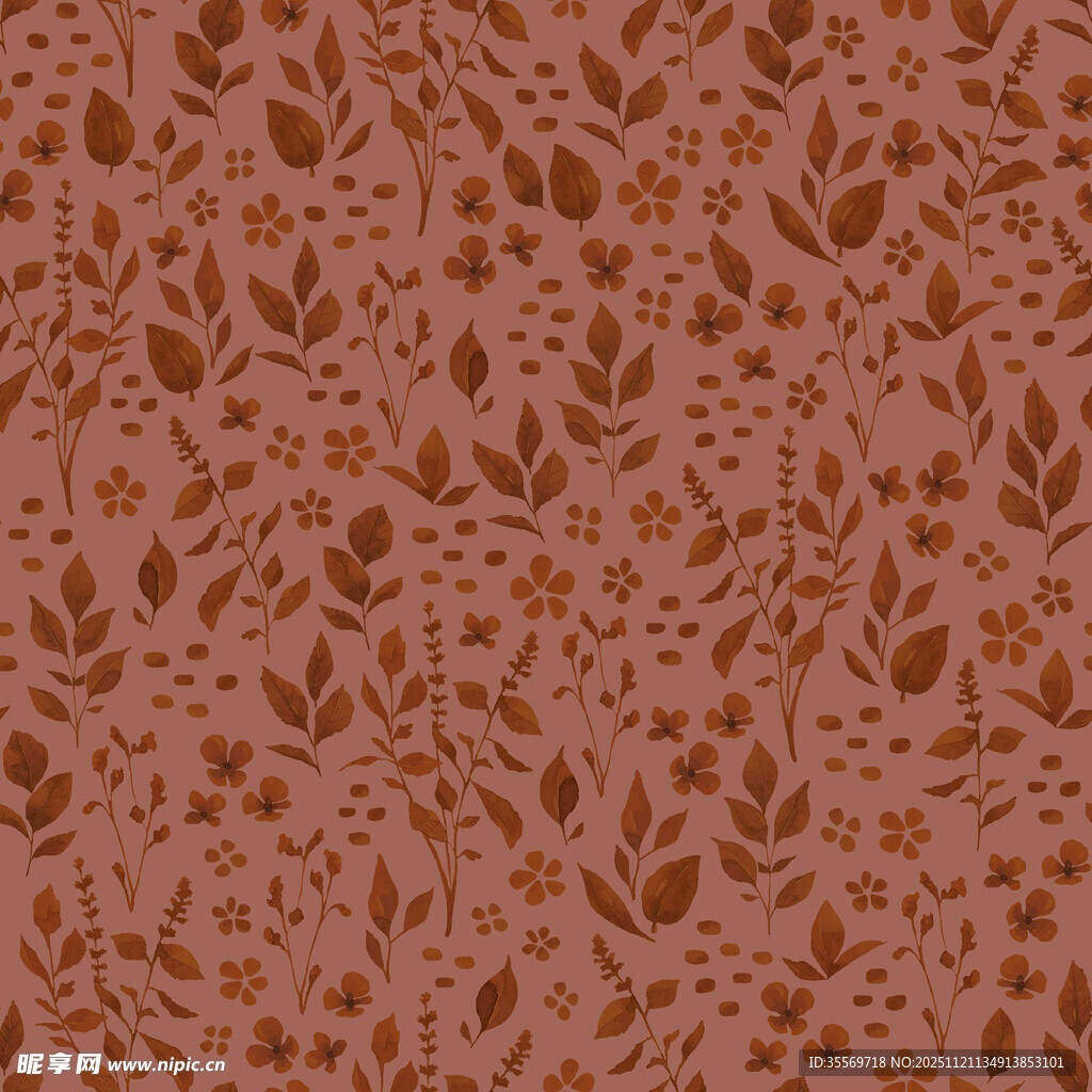 棕红色叶形花纹图案