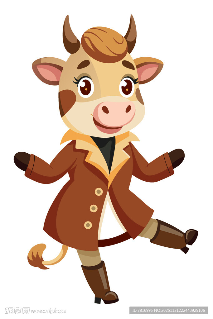 穿着大衣跳舞的可爱小牛
