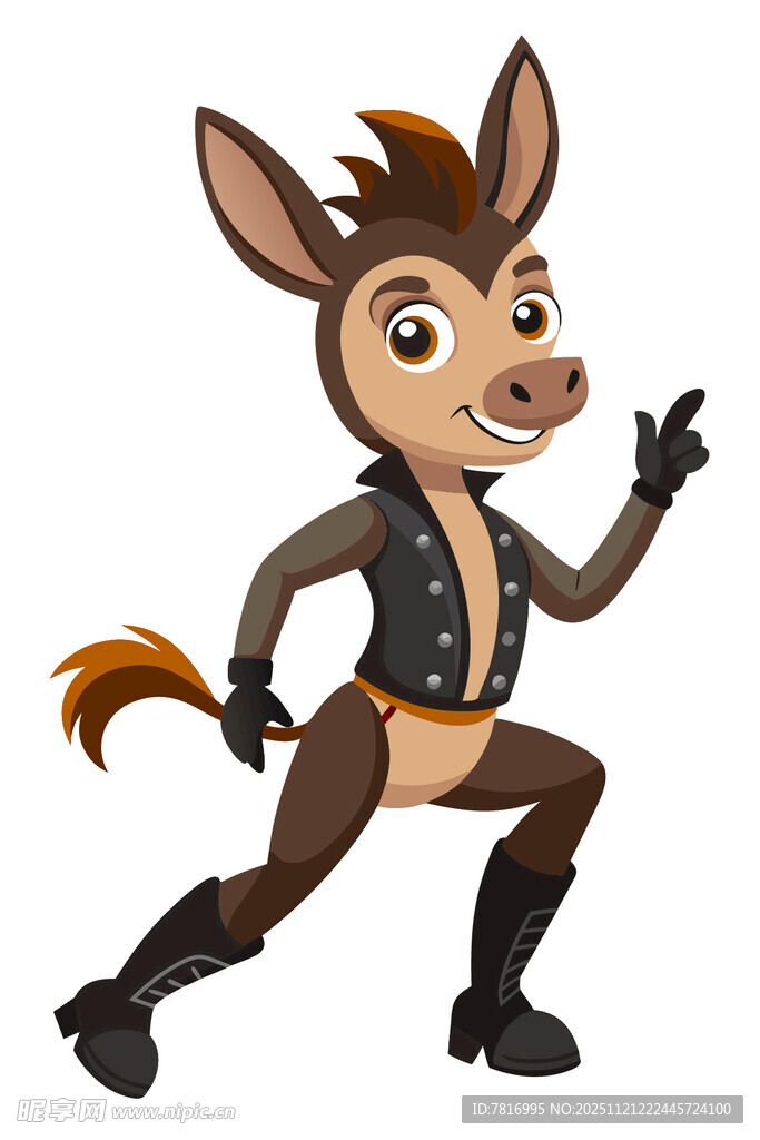 卡通驴形象牛仔装扮跳舞