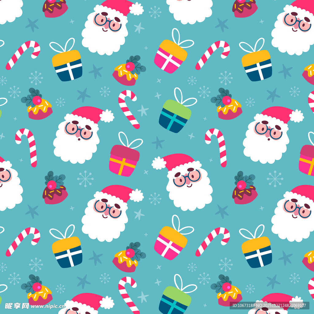 圣诞元素无缝图案背景