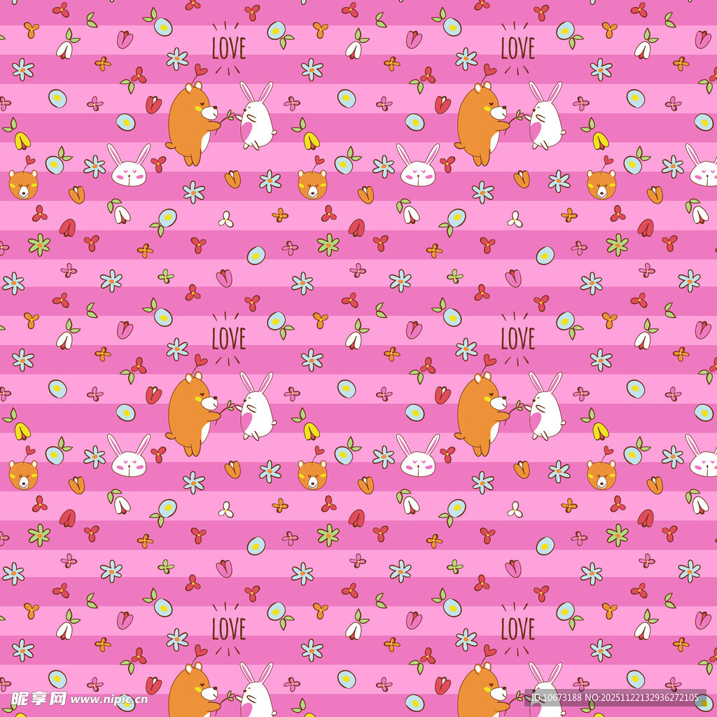 粉色卡通动物图案背景