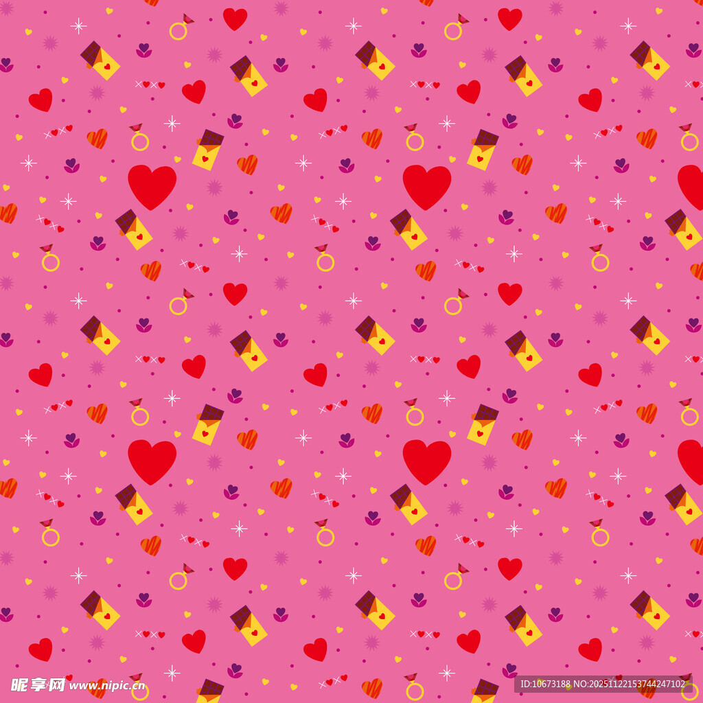 粉色爱心卡通图案背景