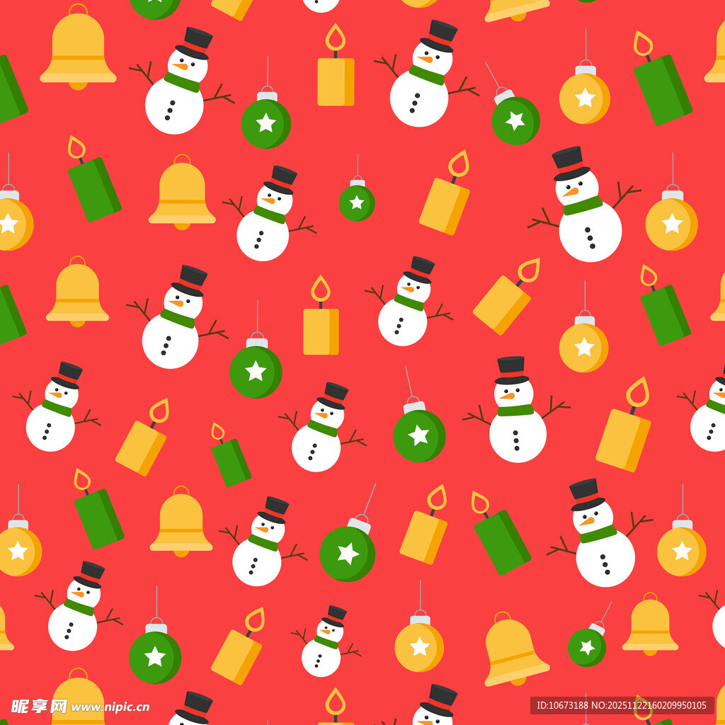 圣诞主题红色卡通图案背景