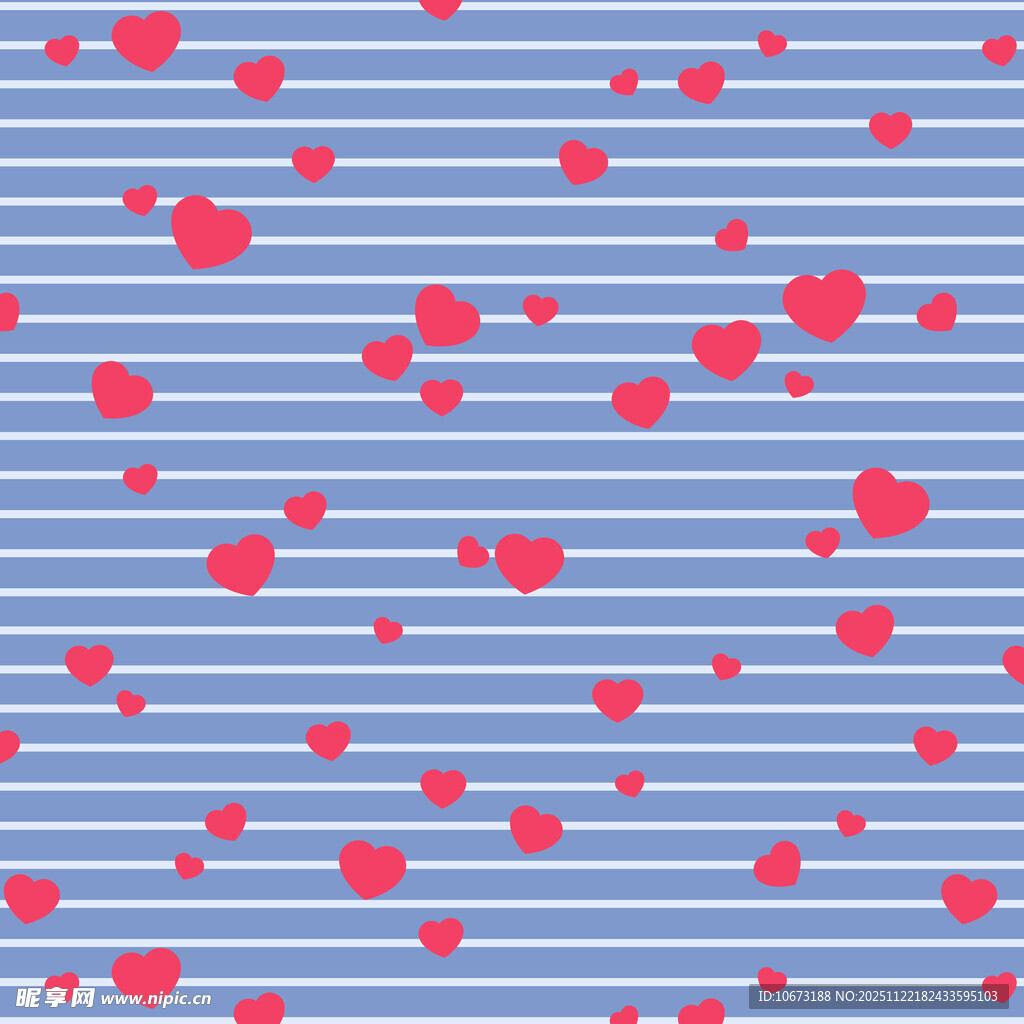 蓝底条纹红心图案背景