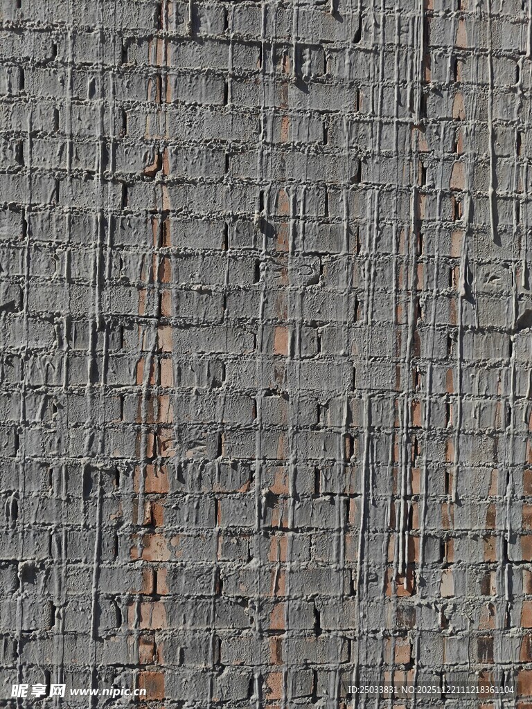 老旧斑驳的灰色砖墙纹理