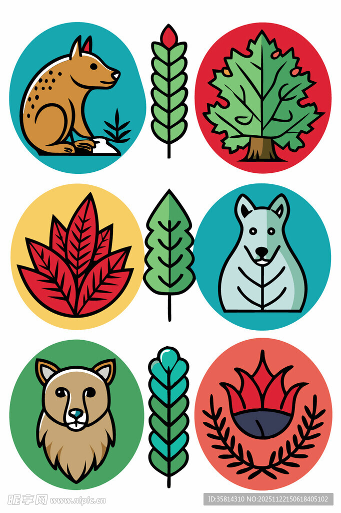 动物与植物图标集合