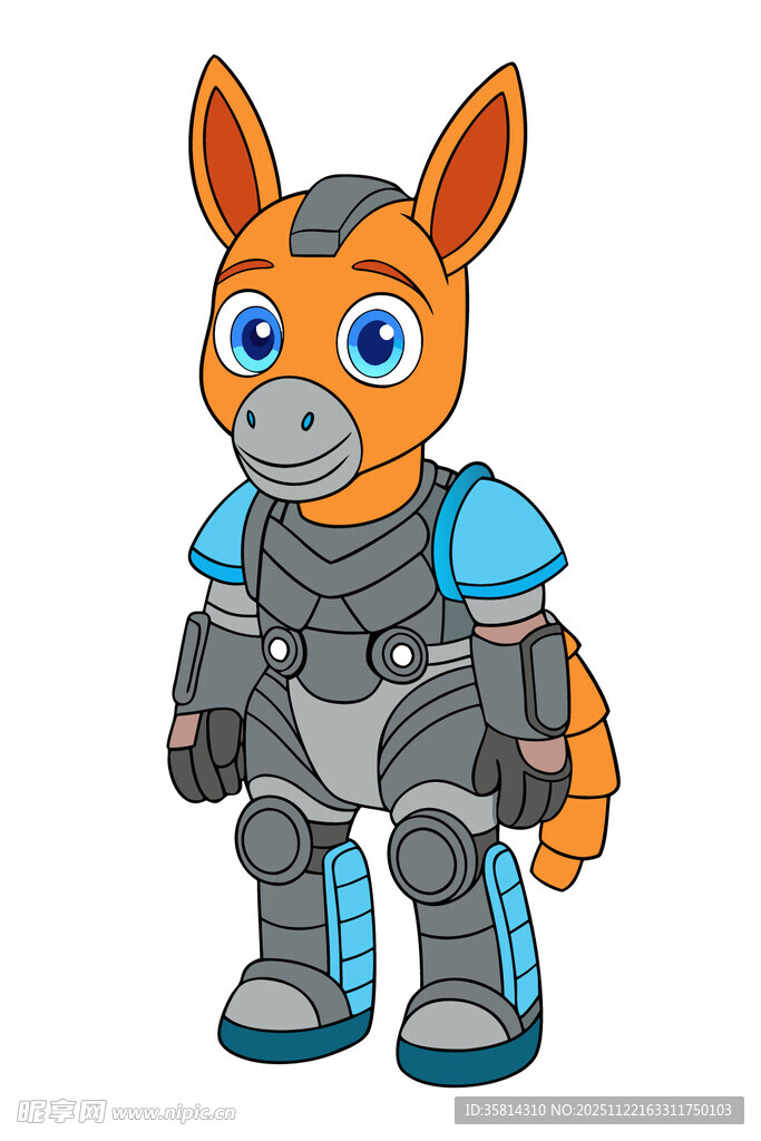 机器风格的可爱小驴形象