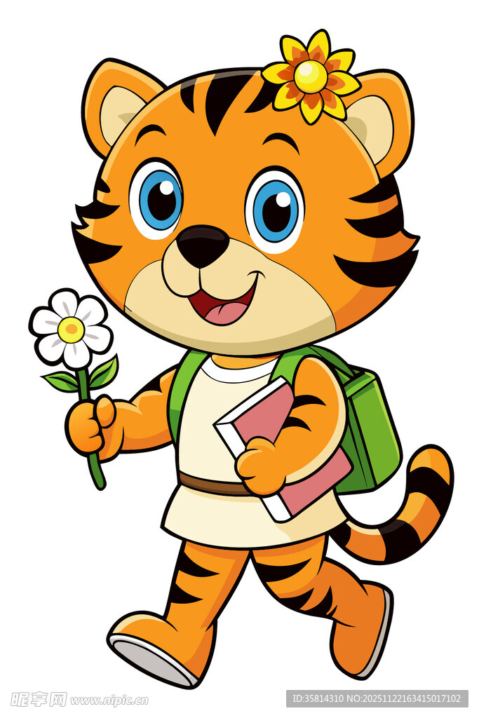背着书包的可爱小老虎