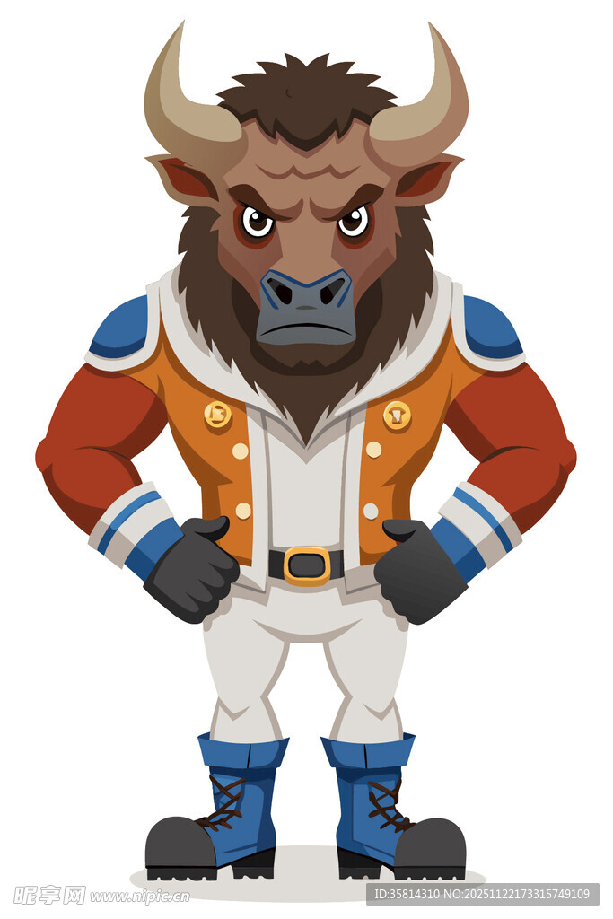 卡通野牛形象帅气装扮