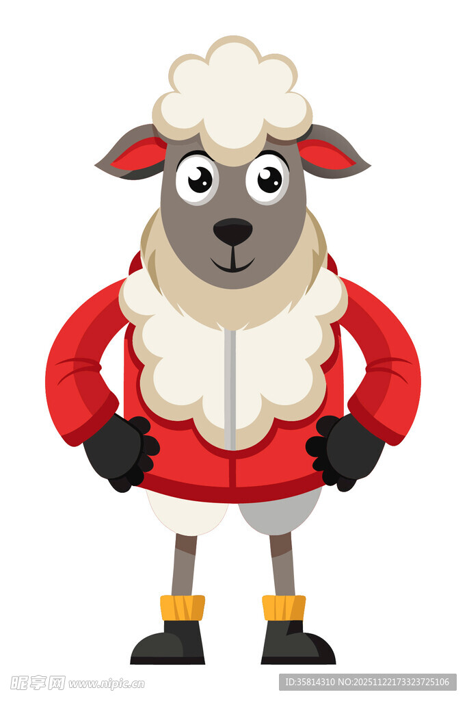 穿红衣的可爱拟人绵羊