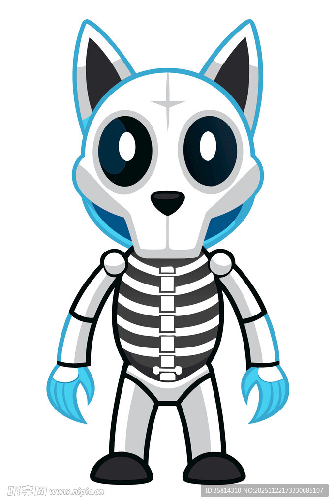 骷髅风格卡通狐狸形象