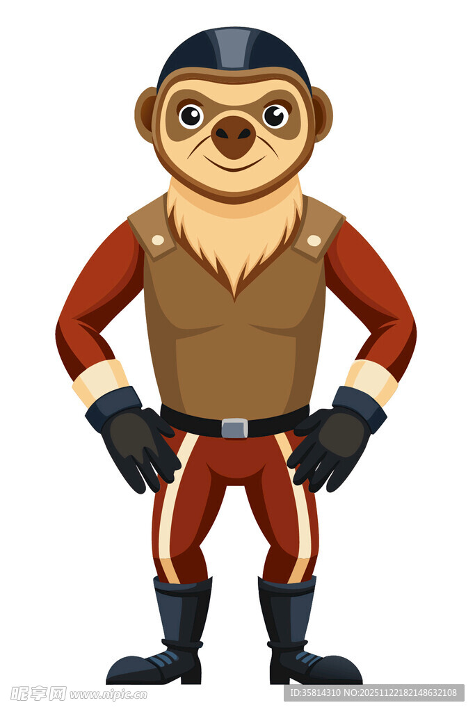 穿着骑行服的卡通树懒