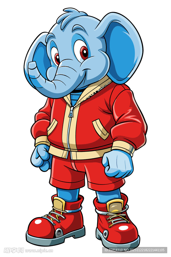 穿红衣的卡通大象形象