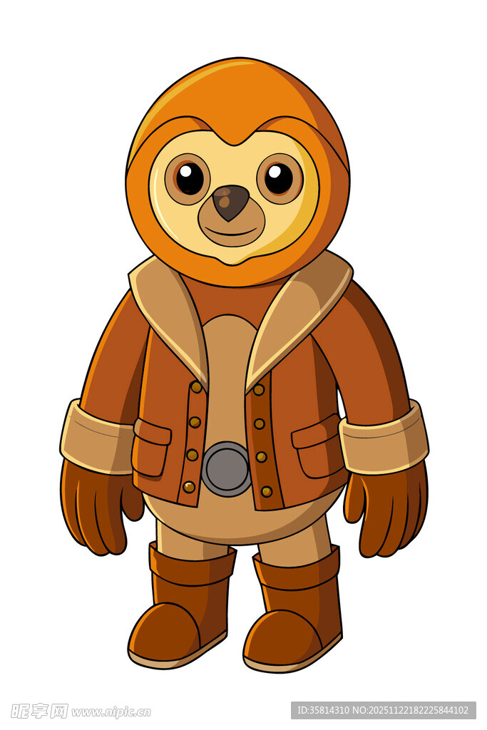 穿着皮夹克的可爱树懒