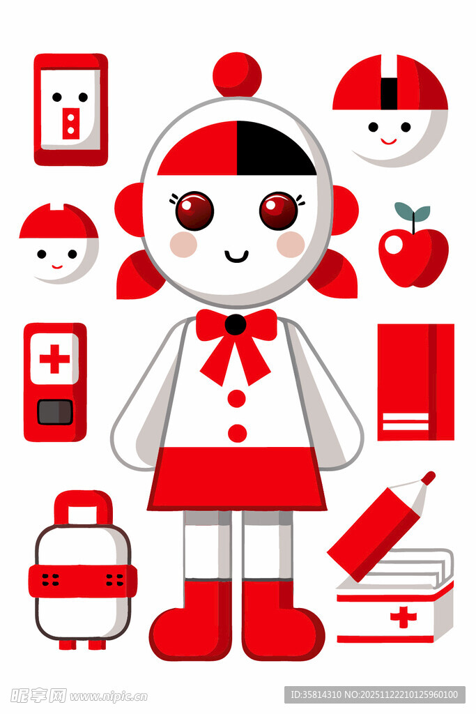可爱护士形象及医疗元素