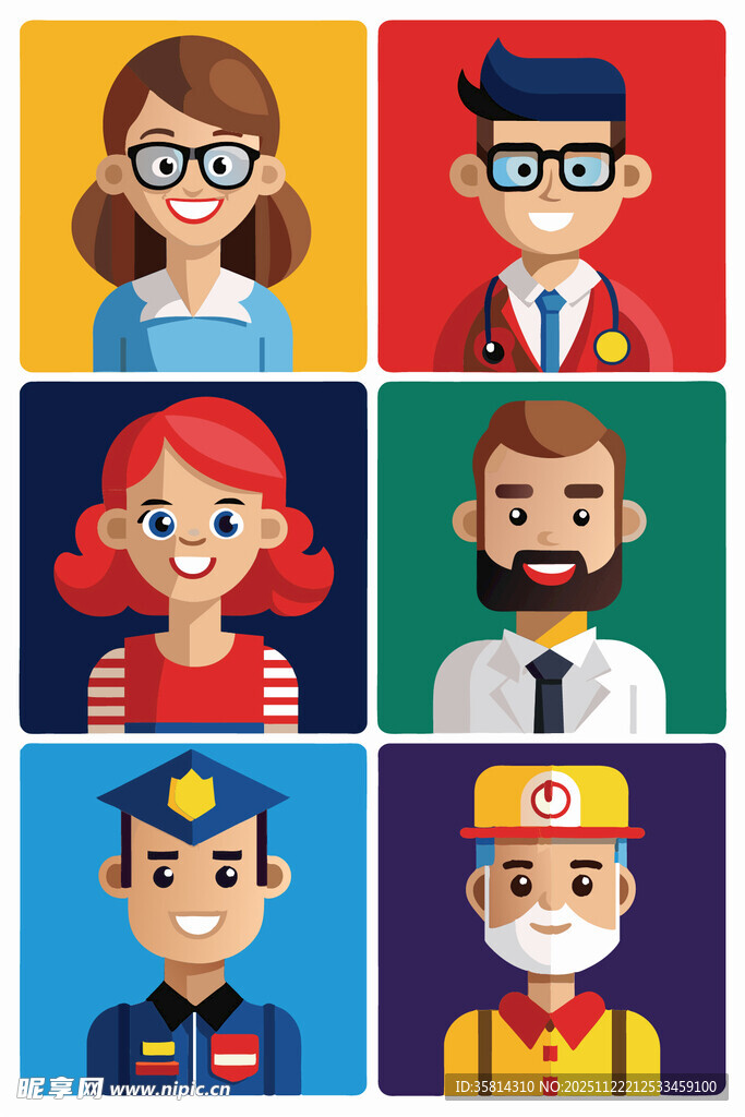 多样职业人物头像集合