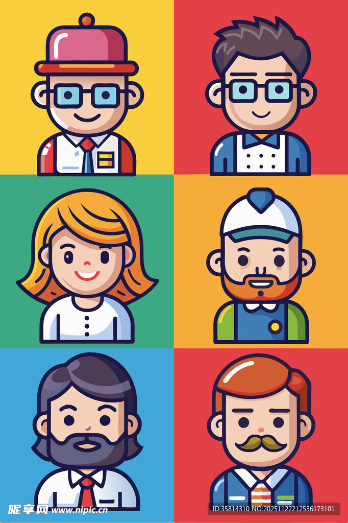 多样职业人物头像集合
