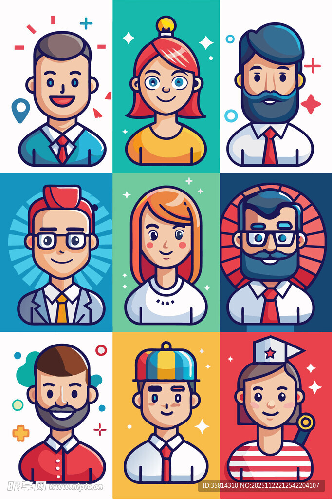 多样职业人物头像集合