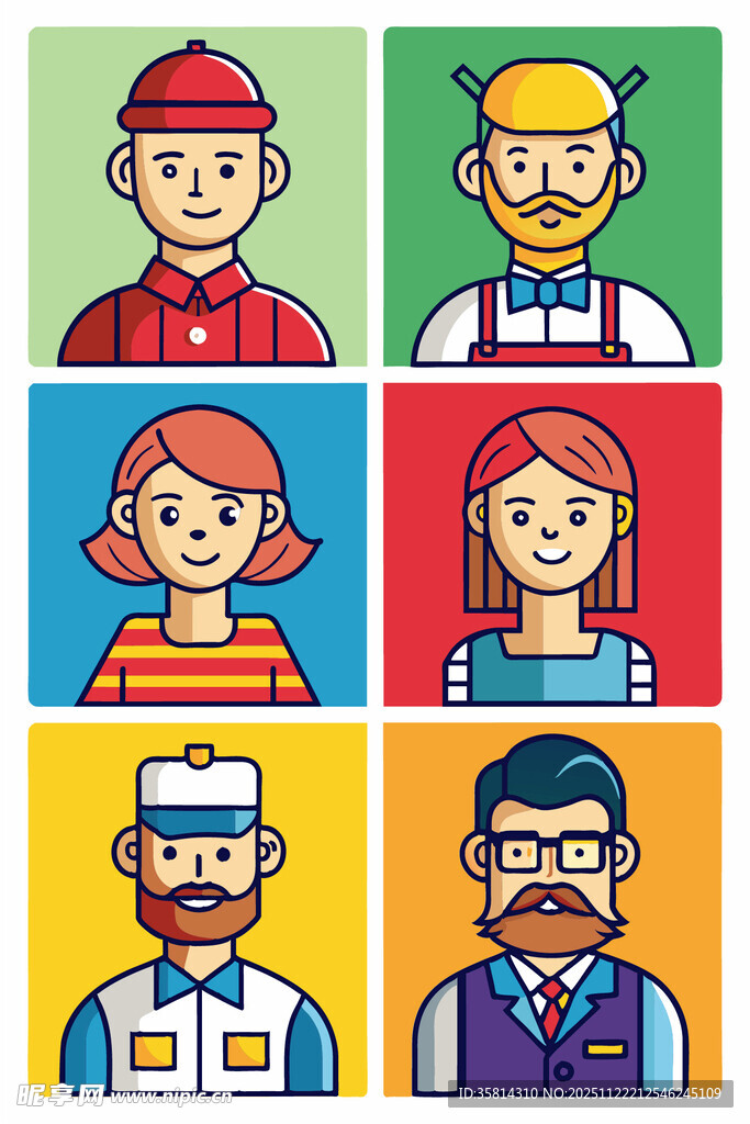 多样职业人物头像集合
