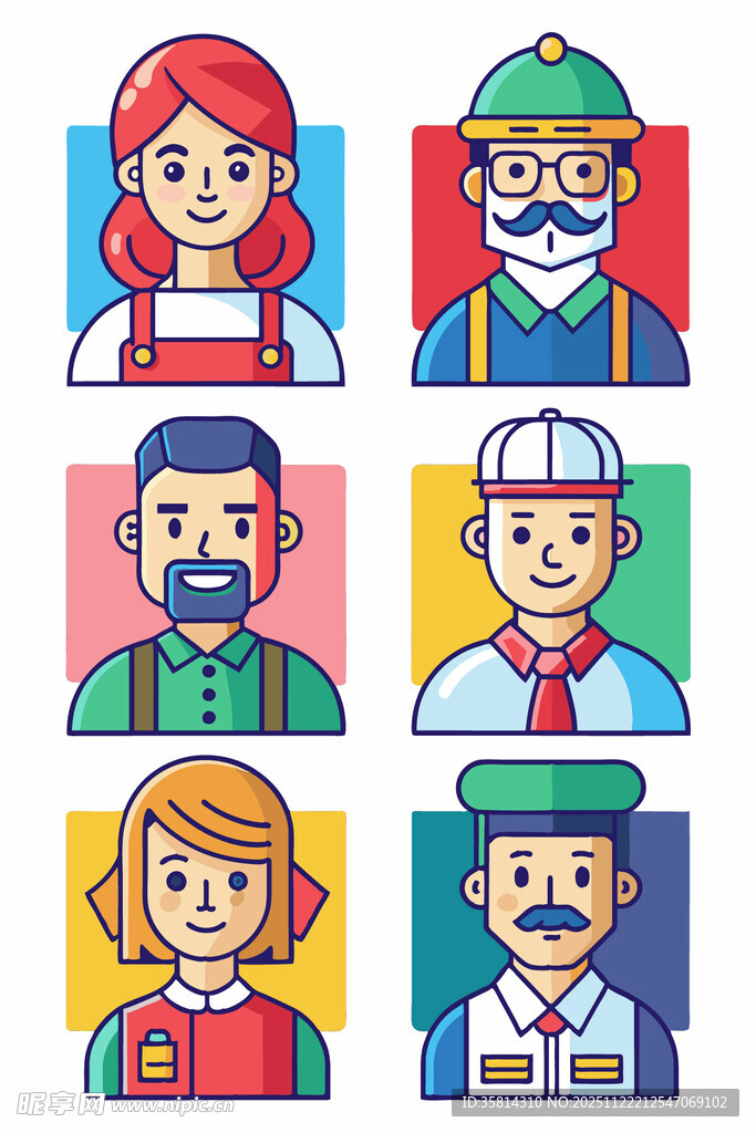 多样职业人物头像集合