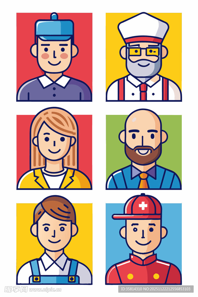 多样职业人物头像集合