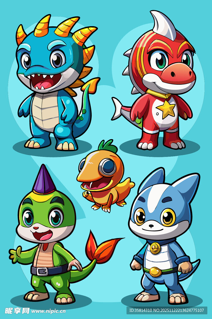 可爱卡通恐龙角色集合