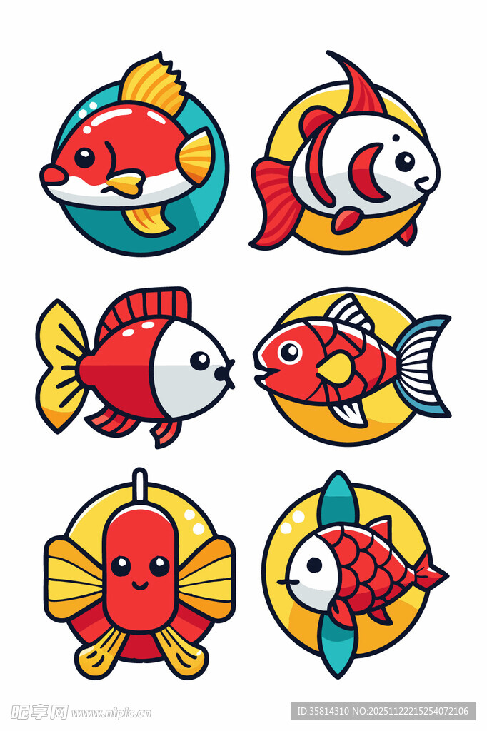 可爱海洋动物卡通图案