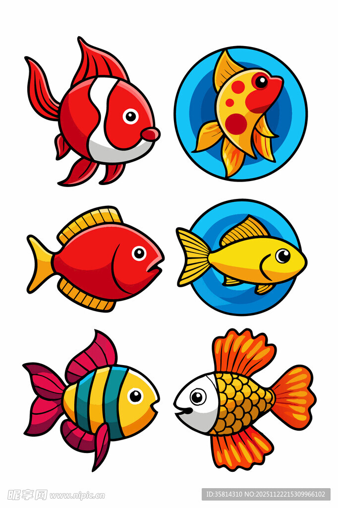 多彩卡通小鱼集合