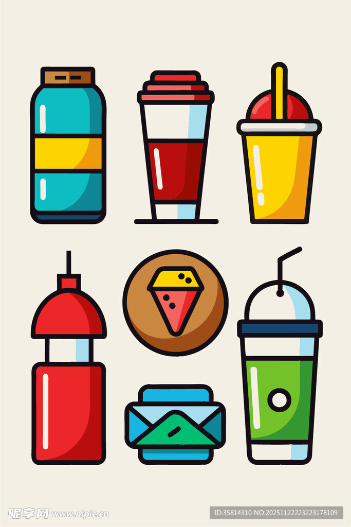 多彩饮品与小吃图标