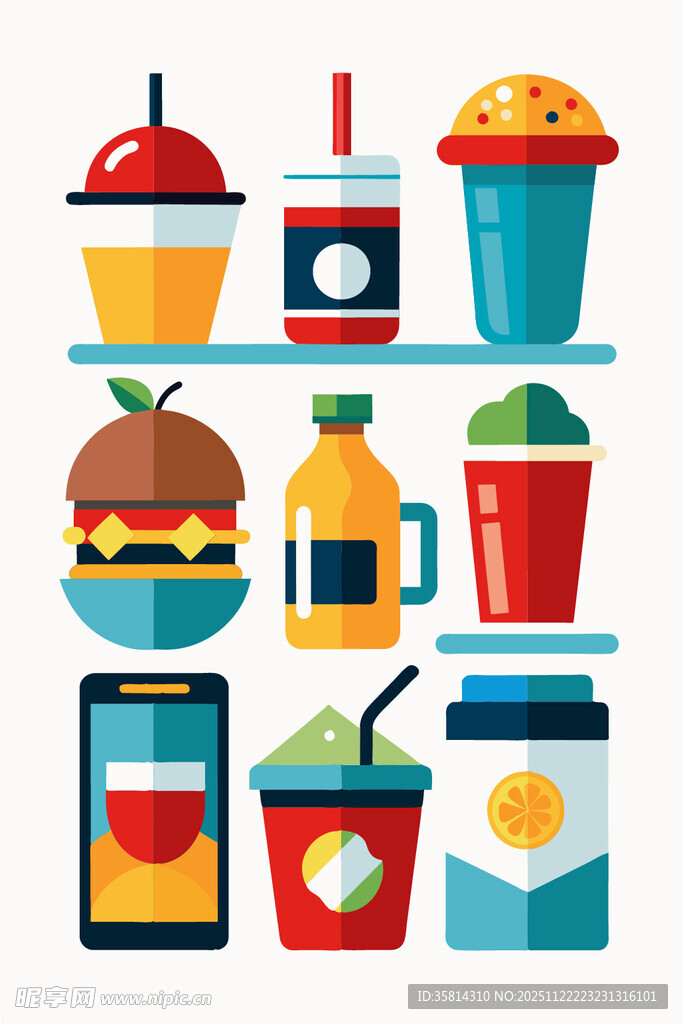 多样美食与电子产品展示