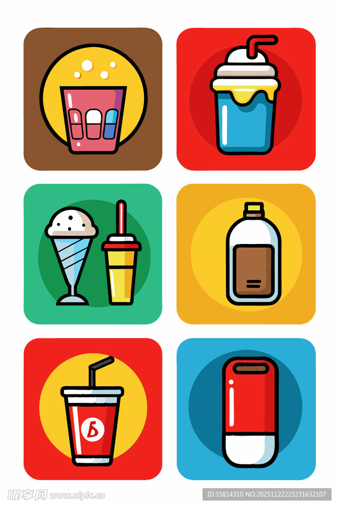 多彩饮料与食品图标集